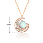Fortune Jewel 925 Sterling Silver Moonstone Moon Pattern Love Necklace Pendant