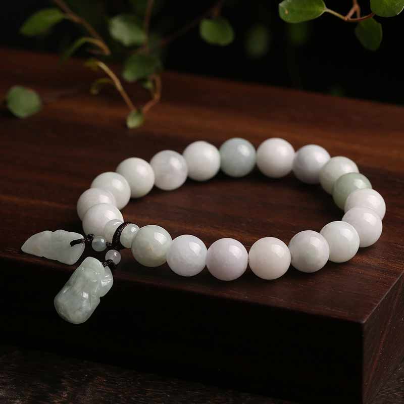 Fortune Jewel Natural Jade Pi Xiu Buddha Gourd Apple Success Bracelet