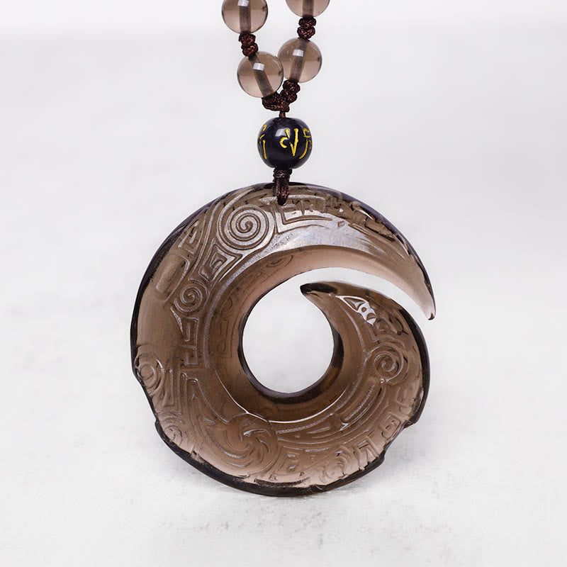 Fortune Jewel Natural Black Obsidian Ice Obsidian Strength Necklace Pendant