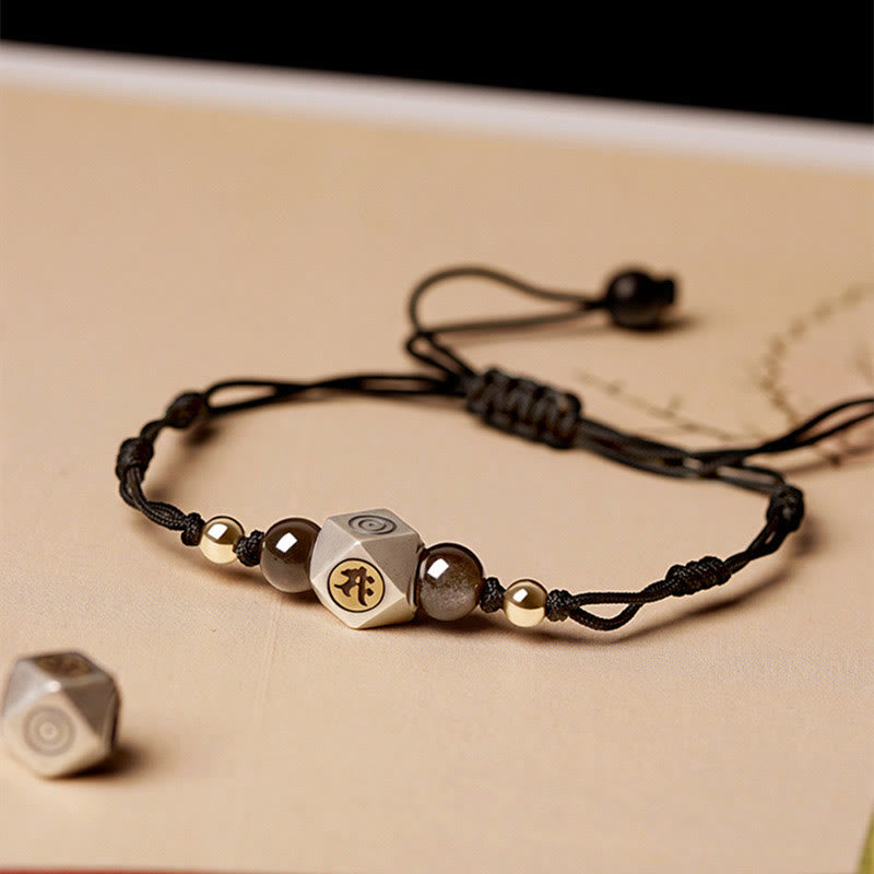 Fortune Jewel Handmade 925 Sterling Silver Chinese Zodiac Natal Buddha Cinnabar Calm Braided Bracelet