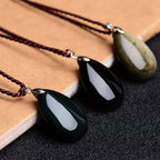 Fortune Jewel Gold Sheen Obsidian Black Obsidian Rainbow Obsidian Wealth Water Drop Necklace Pendant