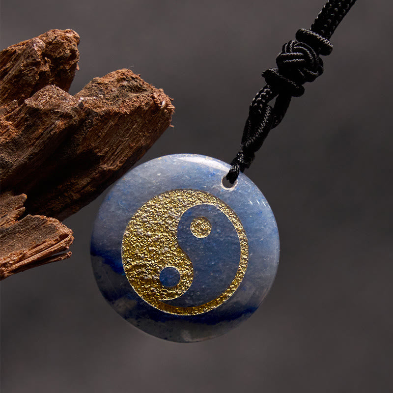 Fortune Jewel Various Crystal Amethyst Tiger Eye Green Aventurine Yin Yang Spiritual Necklace Pendant