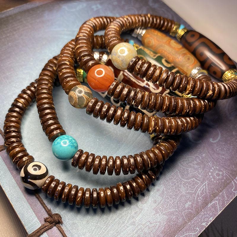 Fortune Jewel Tibetan Nine-Eye Dzi Bead Wealth Bracelet