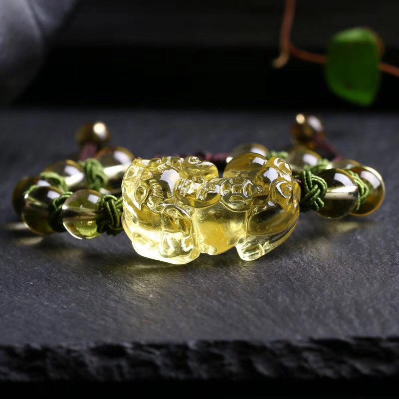 Fortune Jewel Natural Citrine Pixiu Wealth Protection Bracelet