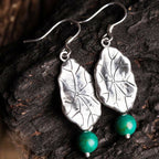 Fortune Jewel 925 Sterling Silver Turquoise Lotus Leaf Protection Drop Dangle Earrings