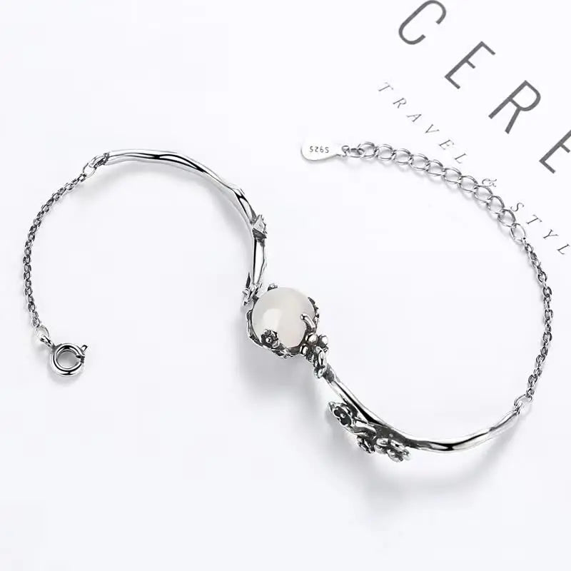 Fortune Jewel "Sending Grace and Harmony"Plum Blossom Chalcedony Bracelet Includes Gift Message Card Fortune Jewel