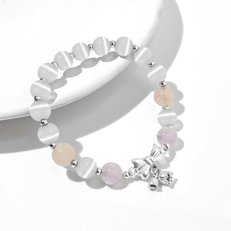 Fortune Jewel Cat's Eye Lavender Amethyst Rosette Charm Bracelet