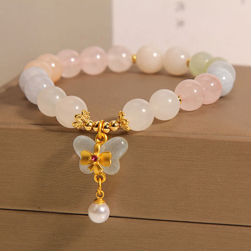 Fortune Jewel Natural Morganite Confidence Butterfly Charm Bracelet