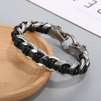 Fortune Jewel Dragon Leather Titanium Steel Protection Luck Braided Bracelet Fortune Jewel
