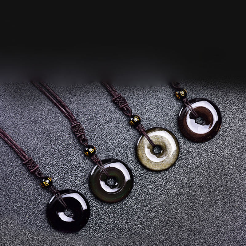 Fortune Jewel Tibetan Obsidian Protection Necklace