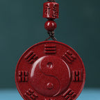 Fortune Jewel Cinnabar Yin Yang Bagua Blessing Necklace Pendant