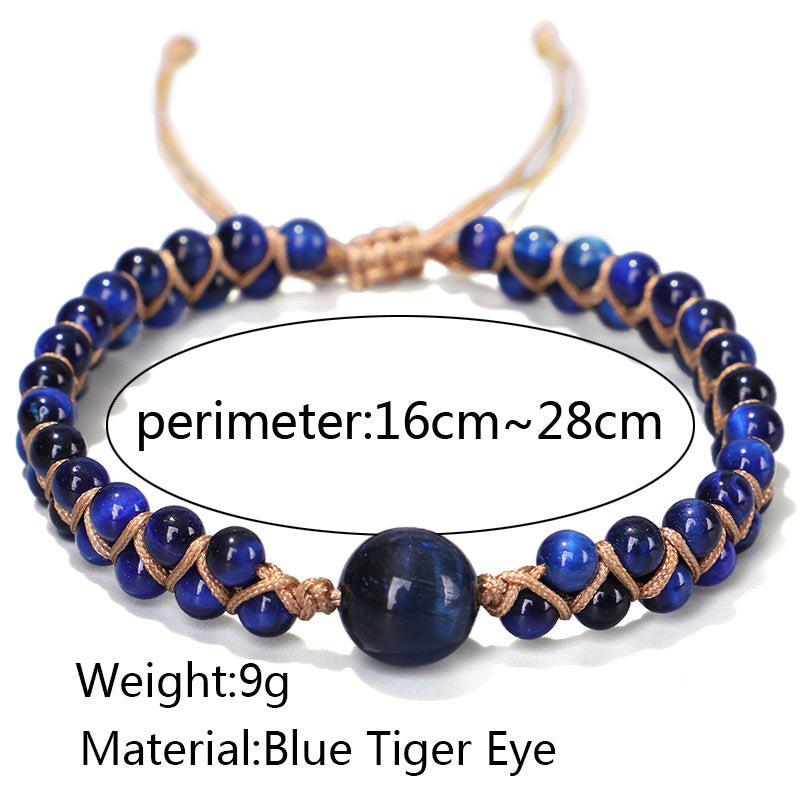 Fortune Jewel Divine Blue Tiger Eye Stone Protection Bracelet