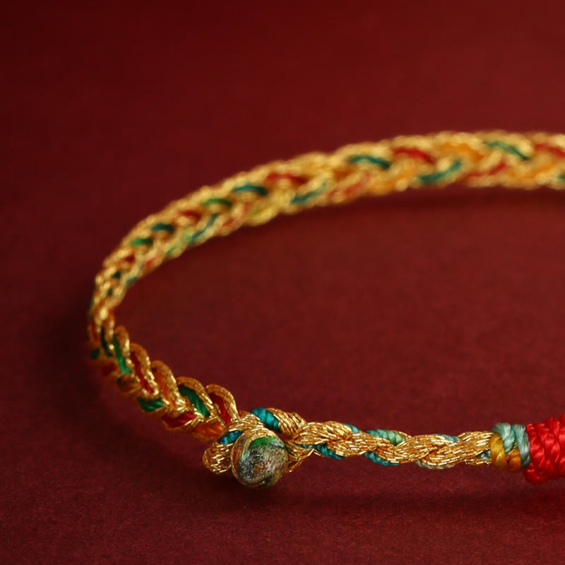 Fortune Jewel Year of the Dragon Handmade Colorful Dragon Carved Success Braided Bracelet
