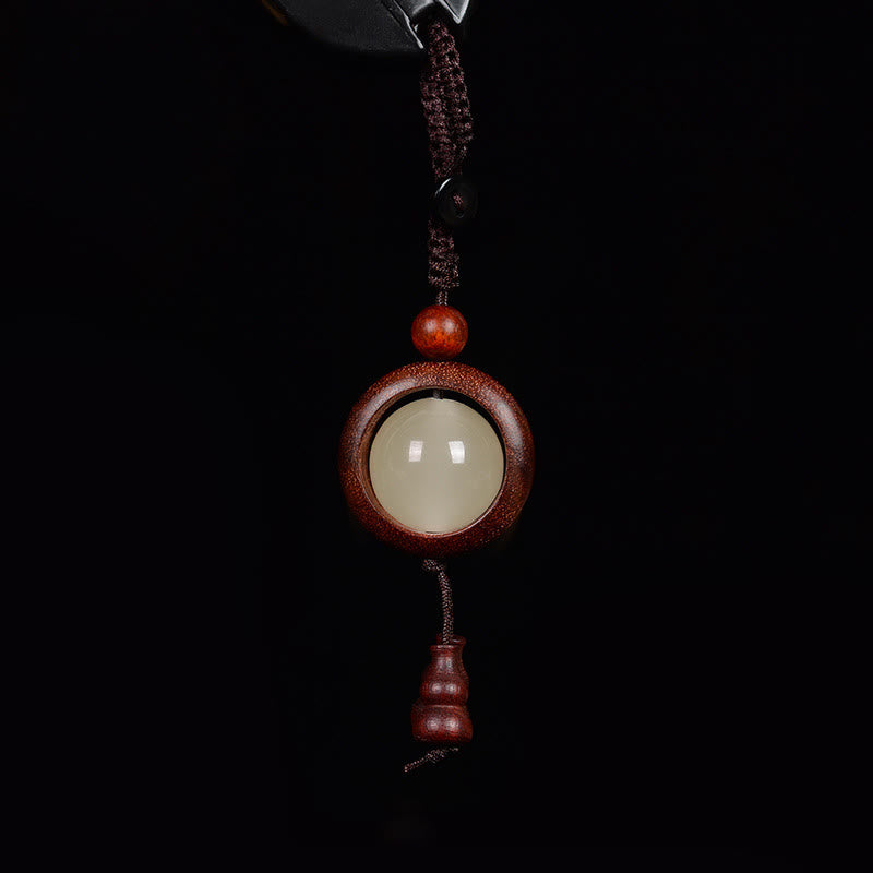 Fortune Jewel Red Sandalwood Ebony Wood Green Sandalwood Luminous Lucky Bead Gourd Peace Key Chain