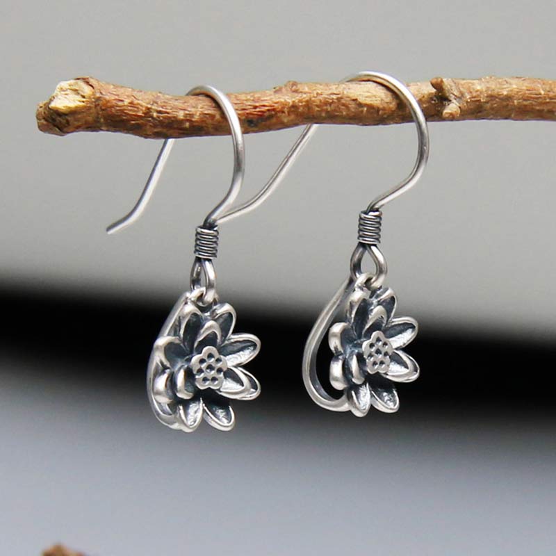 Fortune Jewel 925 Sterling Silver Lotus Flower Enlightenment Earrings Fortune Jewel