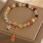 Fortune Jewel Multicolored Rutilated Quartz Auspiciousness Zircon Flower Bracelet