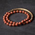 Fortune Jewel Red Jasper Moss Agate Black Obsidian Crystal Copper Peace Couple Bracelet