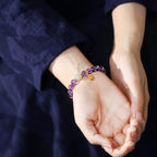 Fortune Jewel Natural Amethyst Crystal Hetian Jade Healing Charm Bracelet