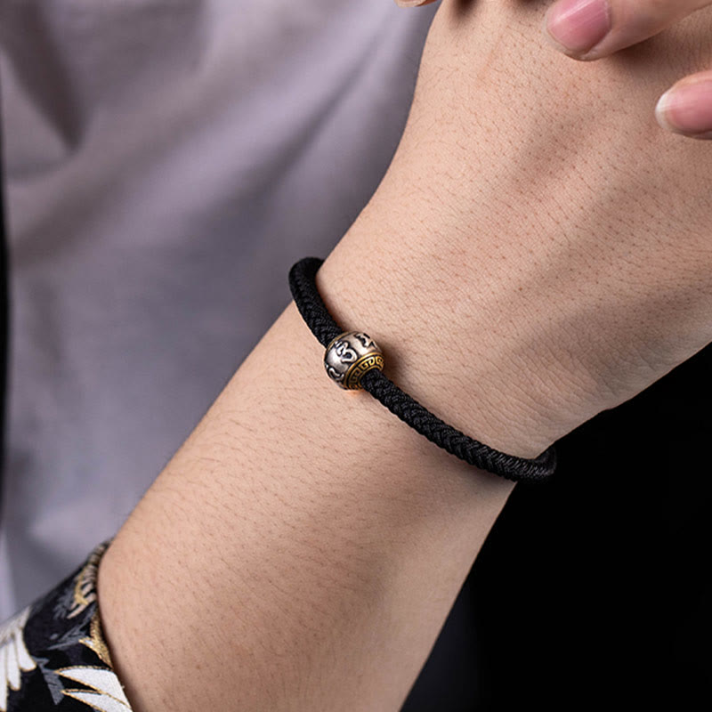 Fortune Jewel 925 Sterling Silver Tibet Handmade Om Mani Padme Hum Luck Protection King Kong Knot Braided Bracelet - Fortune Jewel