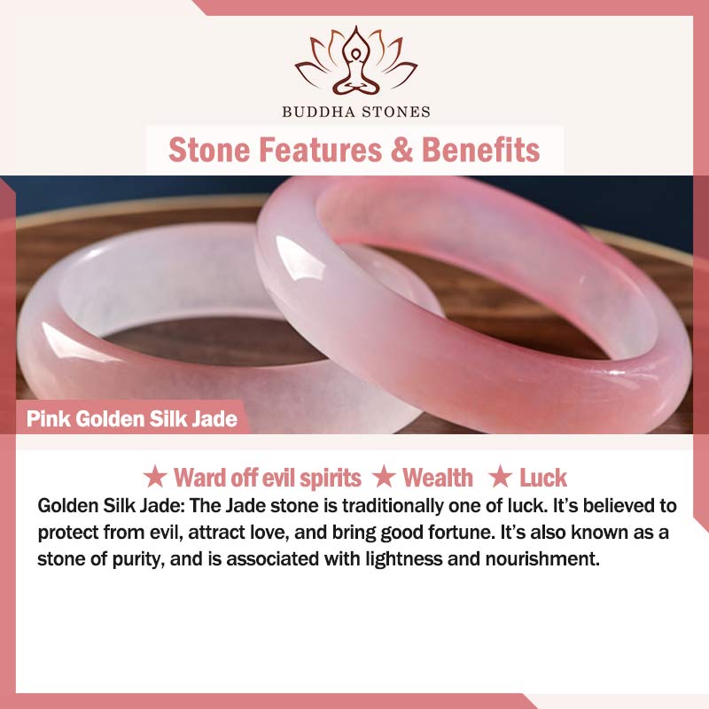 Fortune Jewel Pink Golden Silk Jade Wealth Bracelet Bangle