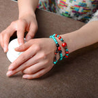 Fortune Jewel Turquoise Black Onyx Red Turquoise Bead Protection Bracelet