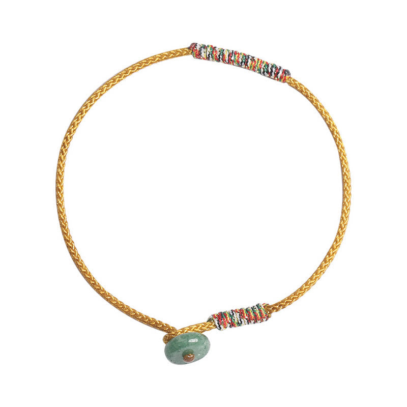 Fortune Jewel Tibetan Handmade Green Aventurine Luck Protection Braided Rope Bracelet