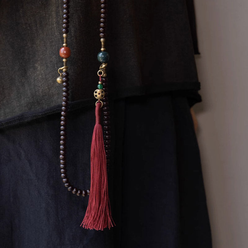 Fortune Jewel 108 Mala Beads Natural Tibet Purple Bodhi Seed Auspiciousness Bracelet
