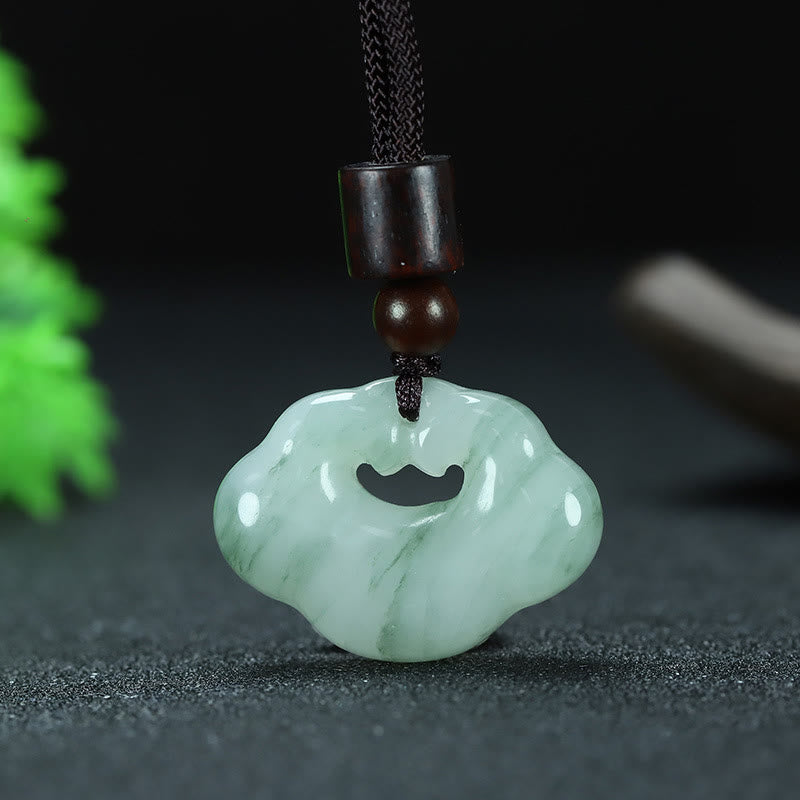 Fortune Jewel Tianshan Jade Golden Silk Jade Chinese Lock Charm Abundance Necklace Pendant