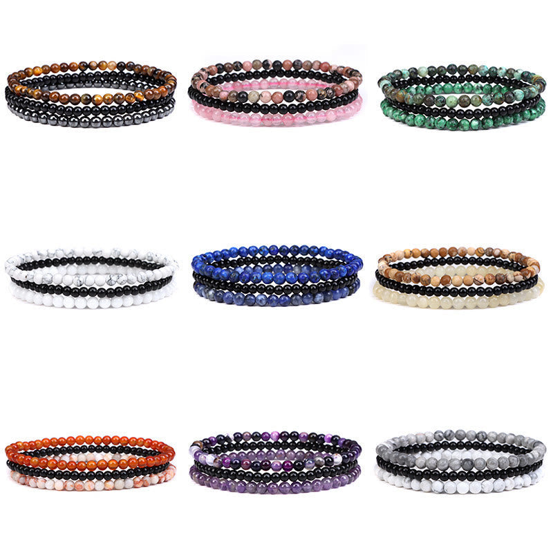 Fortune Jewel 3Pcs Natural Crystal Stone Inner Peace Spiritual Bracelet