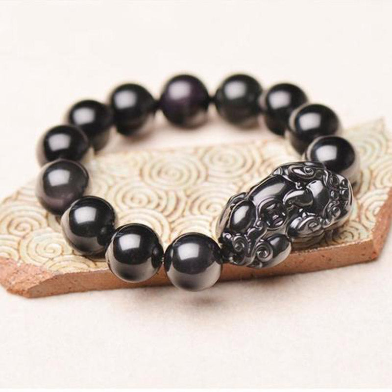 Fortune Jewel FengShui PiXiu Obsidian Wealth Bracelet