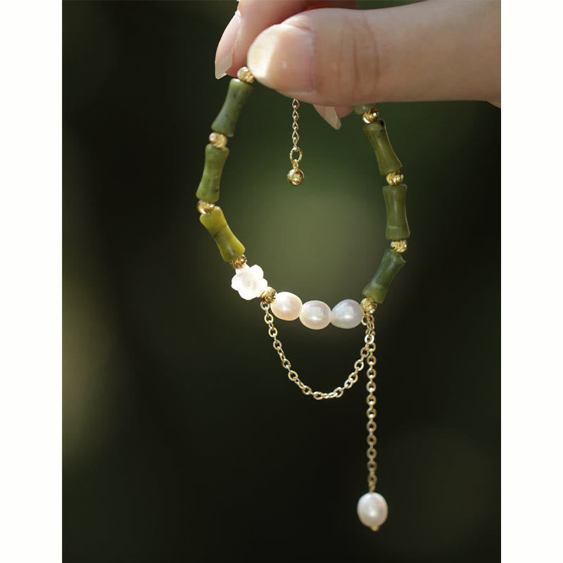 Fortune Jewel Green Bamboo Jade Lily of the Valley Wealth Bracelet