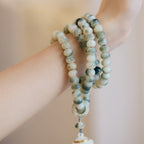 Fortune Jewel Natural 108 Mala Beads Bodhi Seed Lotus Engraved Wisdom Tassel Bracelet Fortune Jewel
