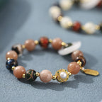 Fortune Jewel Tibetan Incense Ash Liuli Glass Tridacna Stone Sun Stone Om Mani Padme Hum Prayer Wheel Charm Bracelet