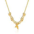 Fortune Jewel Golden Bamboo Pattern Titanium Steel Wealth Necklace Pendant