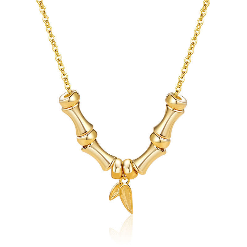 Fortune Jewel Golden Bamboo Pattern Titanium Steel Wealth Necklace Pendant