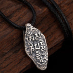 Fortune Jewel Tibetan 925 Sterling Silver Om Mani Padme Hum Dorje Vajra Engraved Strength Necklace Pendant