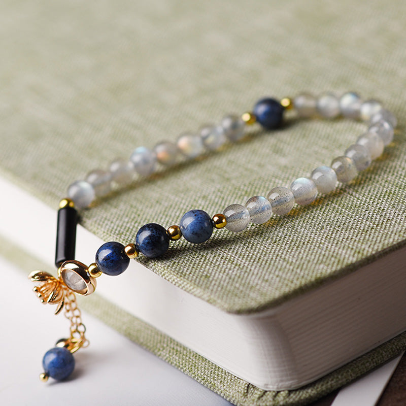 Fortune Jewel Moonstone Lazurite Calm Healing Positive Bracelet