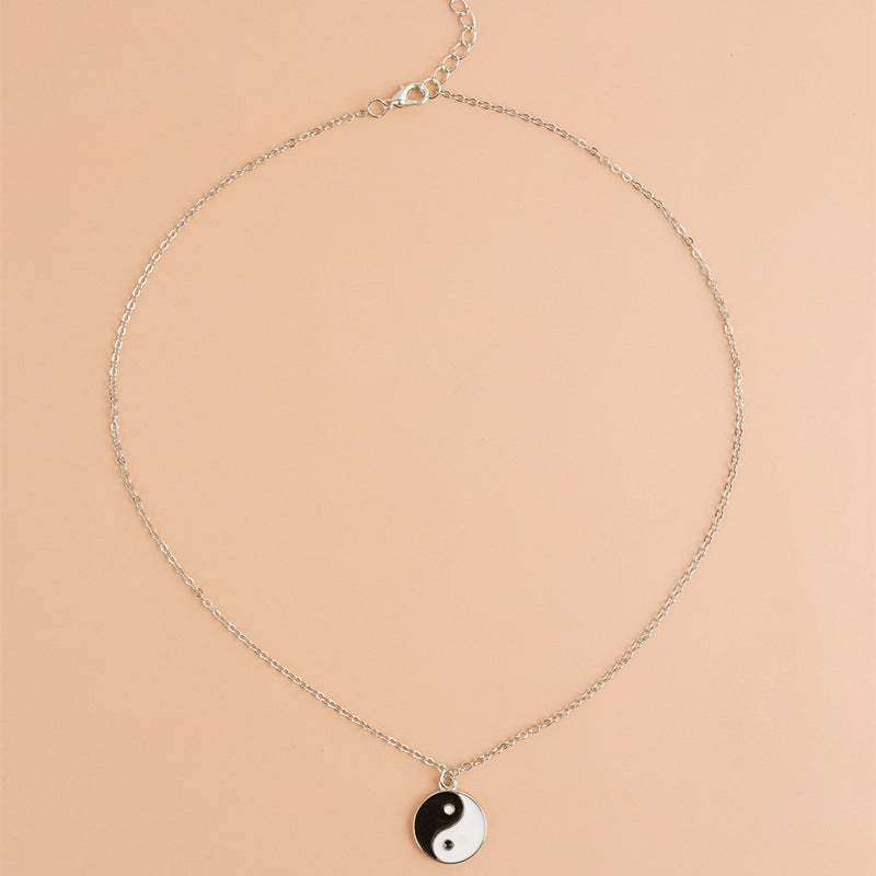 Fortune Jewel 2Pcs Yin Yang Harmony Balance Necklace Pendant Fortune Jewel