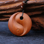 Fortune Jewel Lightning Struck Jujube Wood Yin Yang Luck Protection Necklace Pendant Fortune Jewel