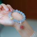 Fortune Jewel Natural Aquamarine Red Agate Pearl Beads Healing Charm Bracelet