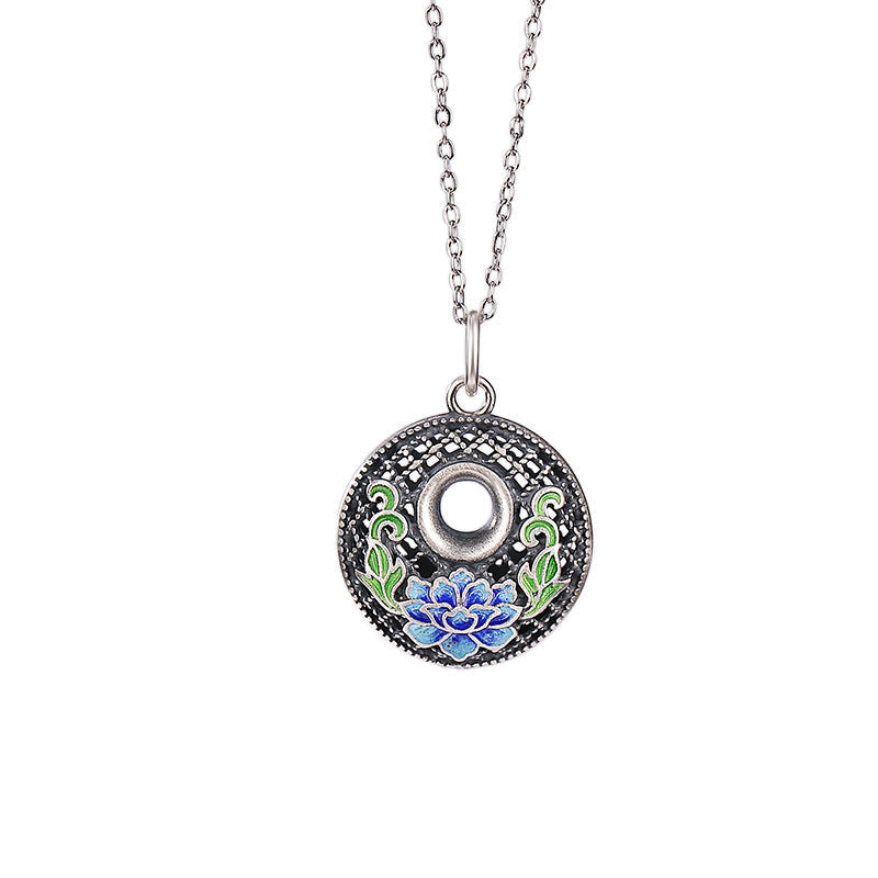 Fortune Jewel 999 Sterling Silver Koi Fish Fu Character Lotus Peace Buckle Wealth Necklace Pendant Fortune Jewel