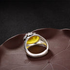 Fortune Jewel Citrine Lotus Blessing Protection Adjustable Ring