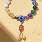 Fortune Jewel Tibetan Colorful Incense Ash Liuli Glass Bead Om Mani Padme Hum Dorje Vajra 18 Beads Wrist Mala