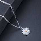 Fortune Jewel 925 Sterling Silver Cherry Blossom Flower Blessing Necklace Pendant