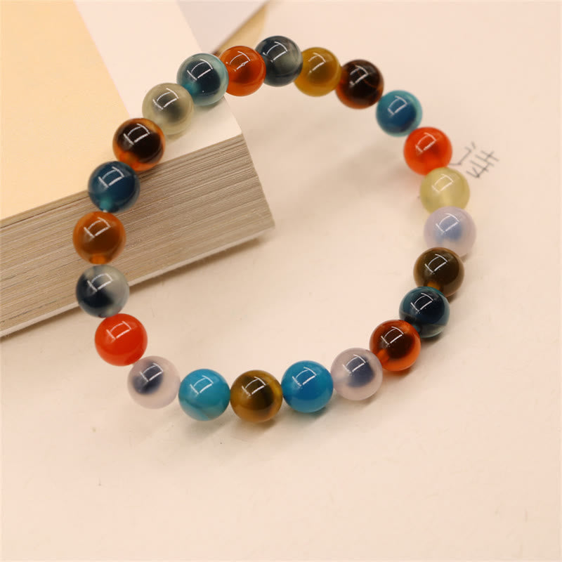 Fortune Jewel Colorful Candy Agate Healing Strength Bead Bracelet