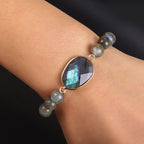Fortune Jewel Natural Labradorite Moonstone Support Healing Beaded Bracelet
