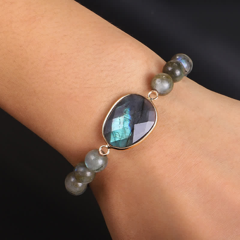 Fortune Jewel Natural Labradorite Moonstone Support Healing Beaded Bracelet