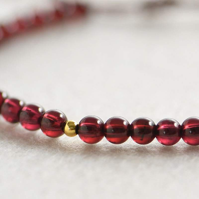 Fortune Jewel Natural Garnet Golden Beads Stability Bracelet