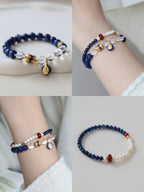 White Crystal, Blue Kyanite & Lapis Lazuli Bracelet – Elegant & Brightening Wealth Charm