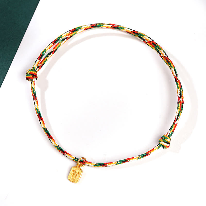 Fortune Jewel Auspicious Fu Character Peace And Joy Luck Handmade Multicolored Child Adult Bracelet